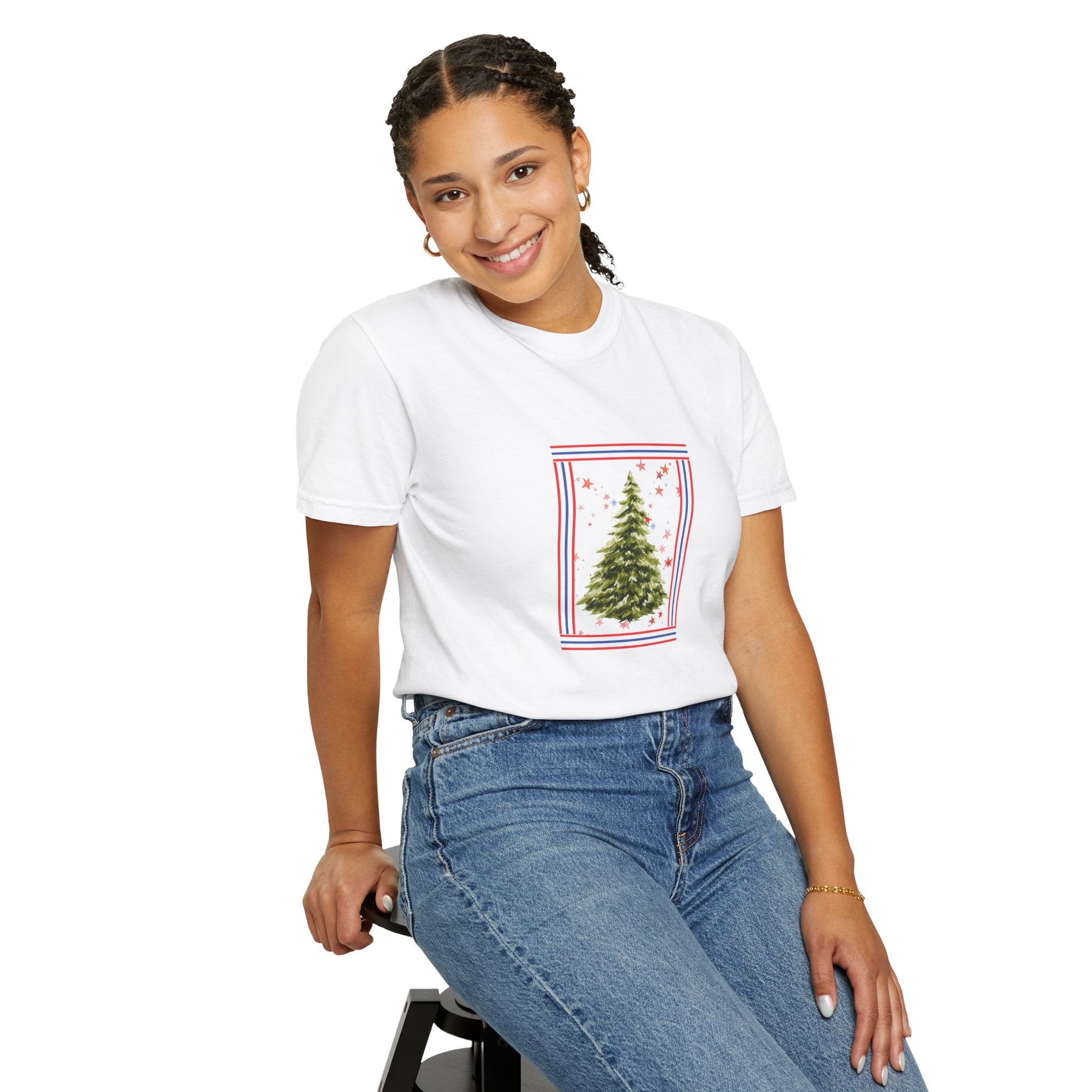Christmas Tree Graphic T-Shirt | Unisex | 100% Cotton | American Pride Spirit