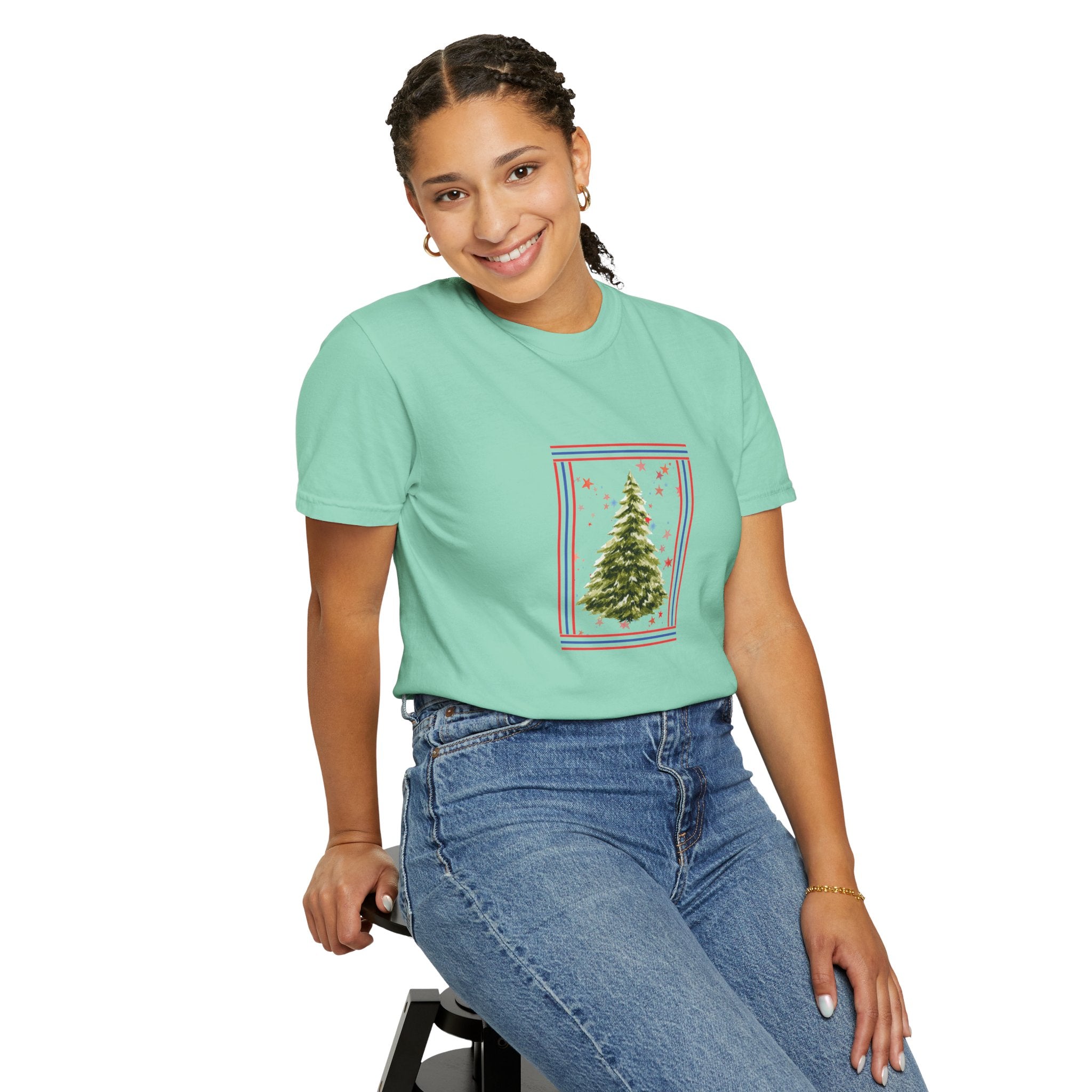 Christmas Tree Graphic T-Shirt | Unisex | 100% Cotton | American Pride Spirit